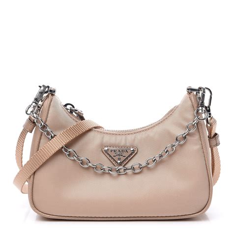 prada nylon shoulder bag nude|prada nylon drawstring bag.